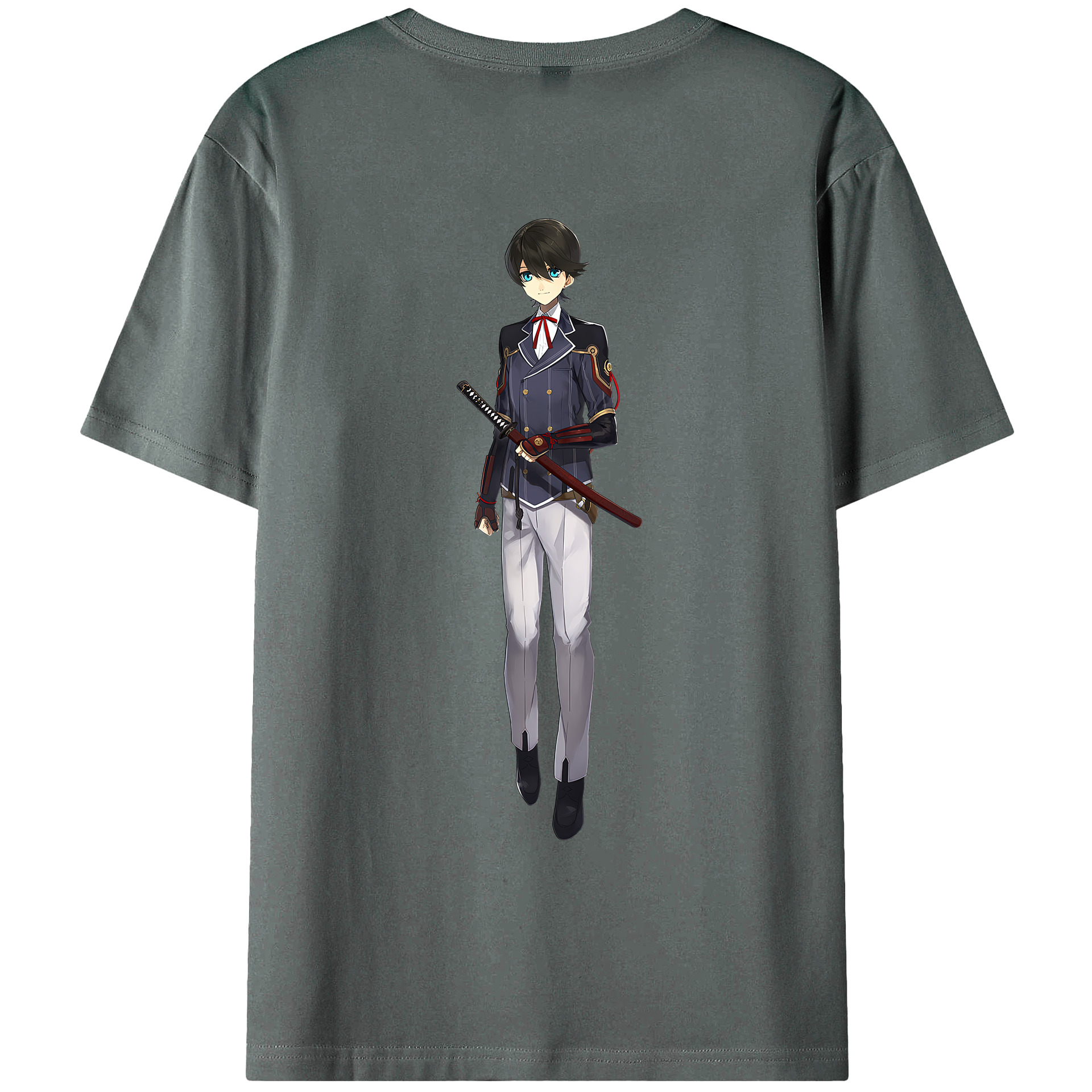 （画像用） 刀剣乱舞 Touken Ranbu 綿100％ メンズ半袖Tシャツ（バックプリント） 通気性